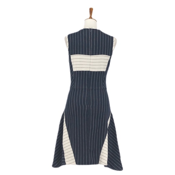 Wai Ming Navy Pinstripe Joy Fit and Flare Dress - Picture 5 of 9